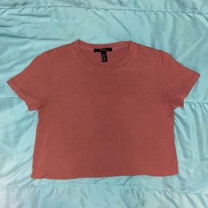 Forever21 rose gold t-shirt cut into crop top.